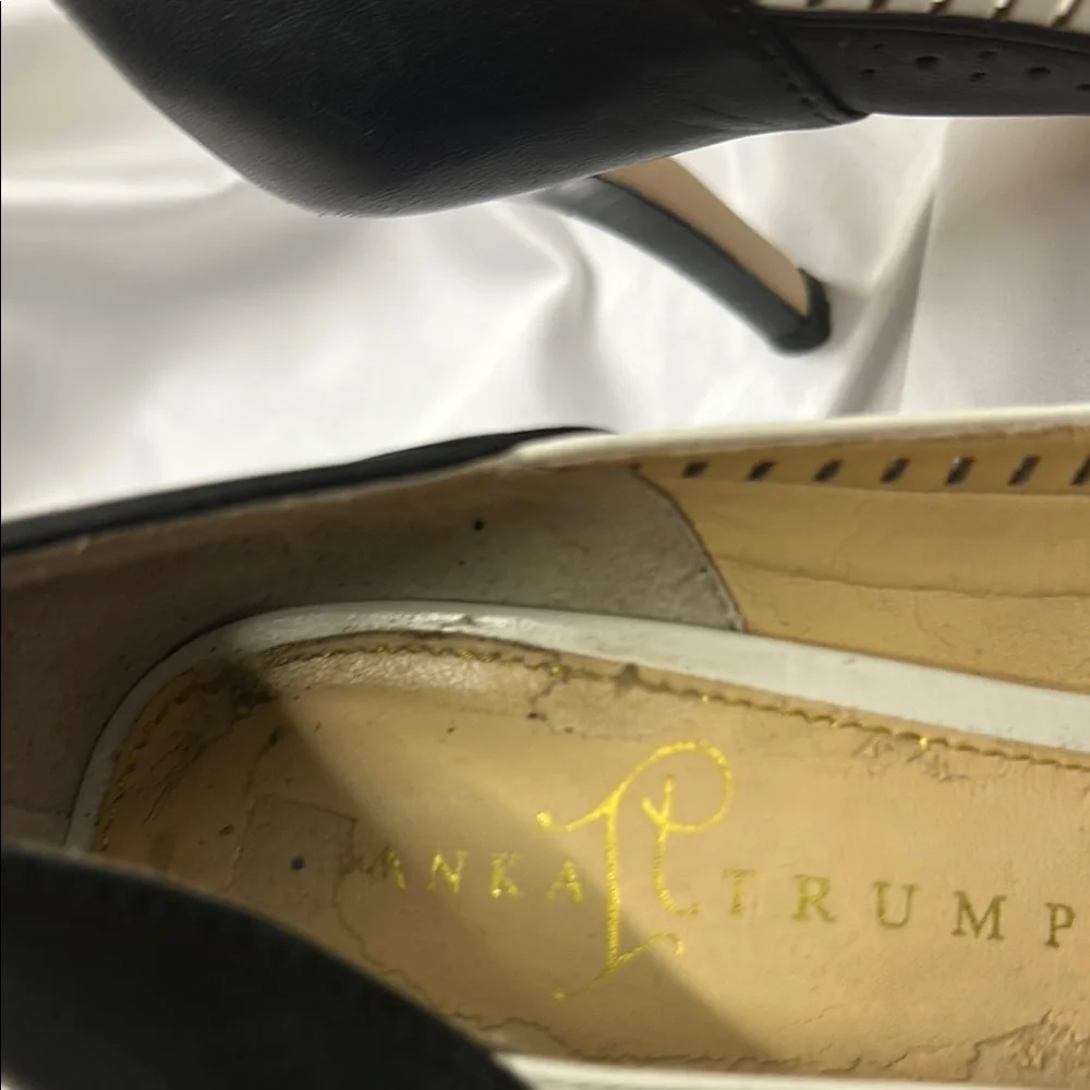 Ivanka Trump Black and White Peep-Toe Heels